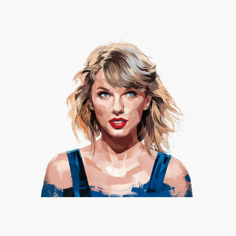 Stylized Portrait of Blonde Woman in Blue Top Cotton Tote Bag