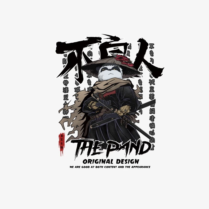 Panda Samurai Illustration Herren Langarm T-Shirt