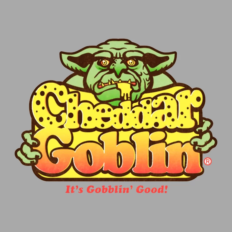 Retro Goblin Character Food Logo with Yellow Typography Male Pullover Hoodie