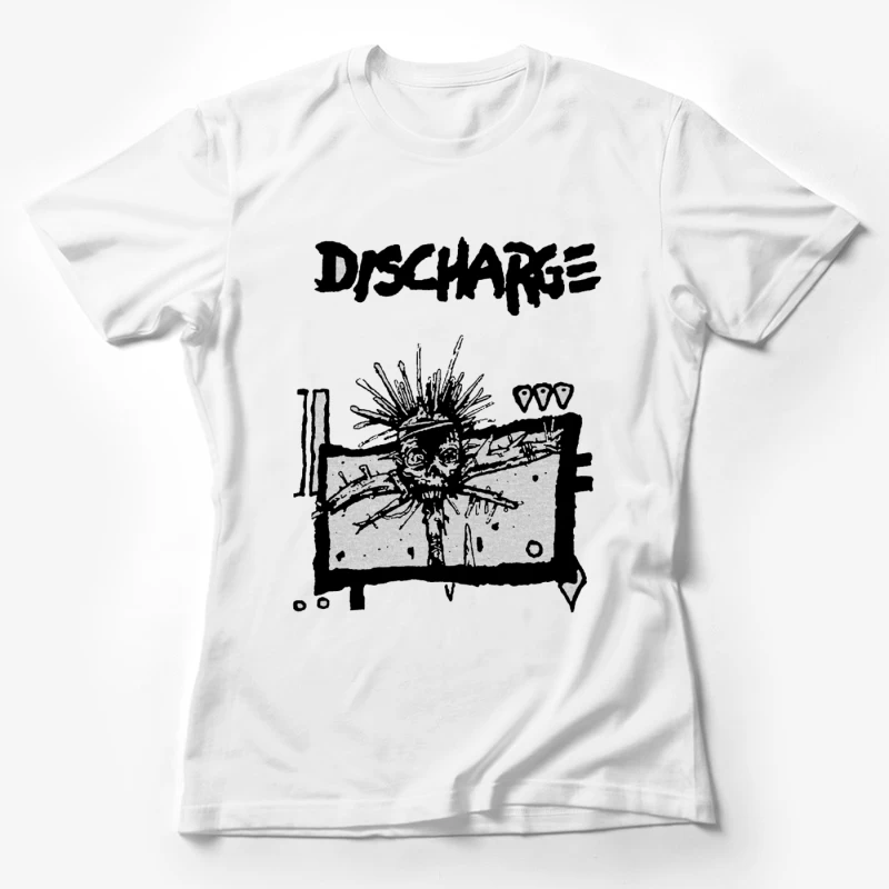 Discharge Punk Band Skull Logo Artwork Female T-Shirt