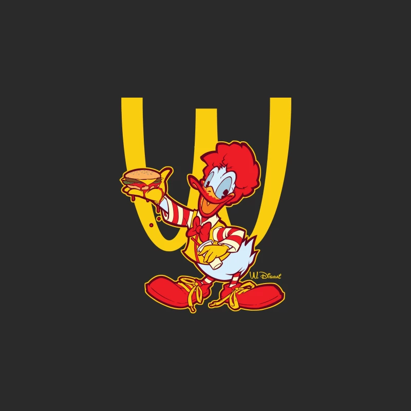 Cartoon Fast Food Character Holding a Burger Baseball Cap