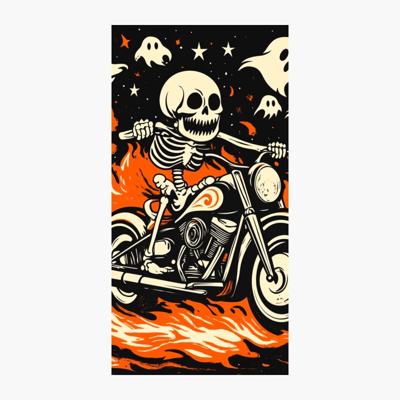 Spooky Skeleton Biker: A Vintage Halloween Illustration iPhone Case