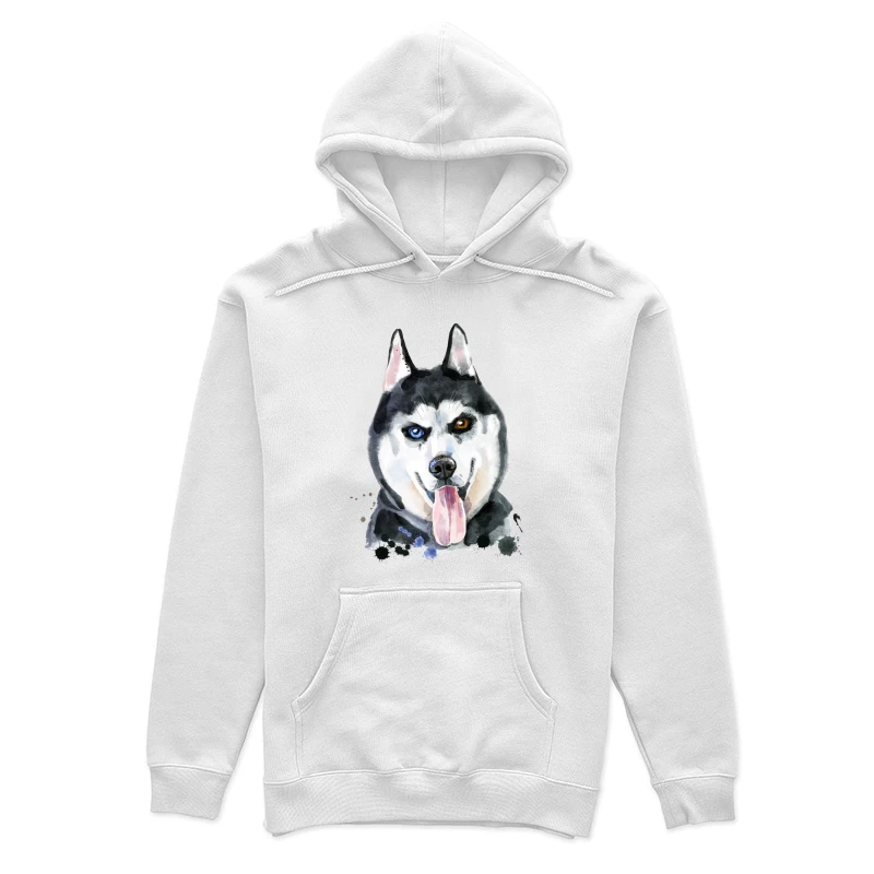 Portrait aquarelle de husky avec yeux hétérochromes Femme Sweat à capuche