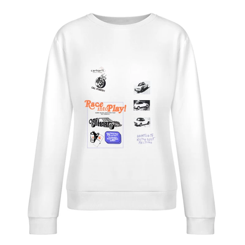 Autowerbung mit Zündsystem und Autoabbildungen Damen Pullover Sweatshirt