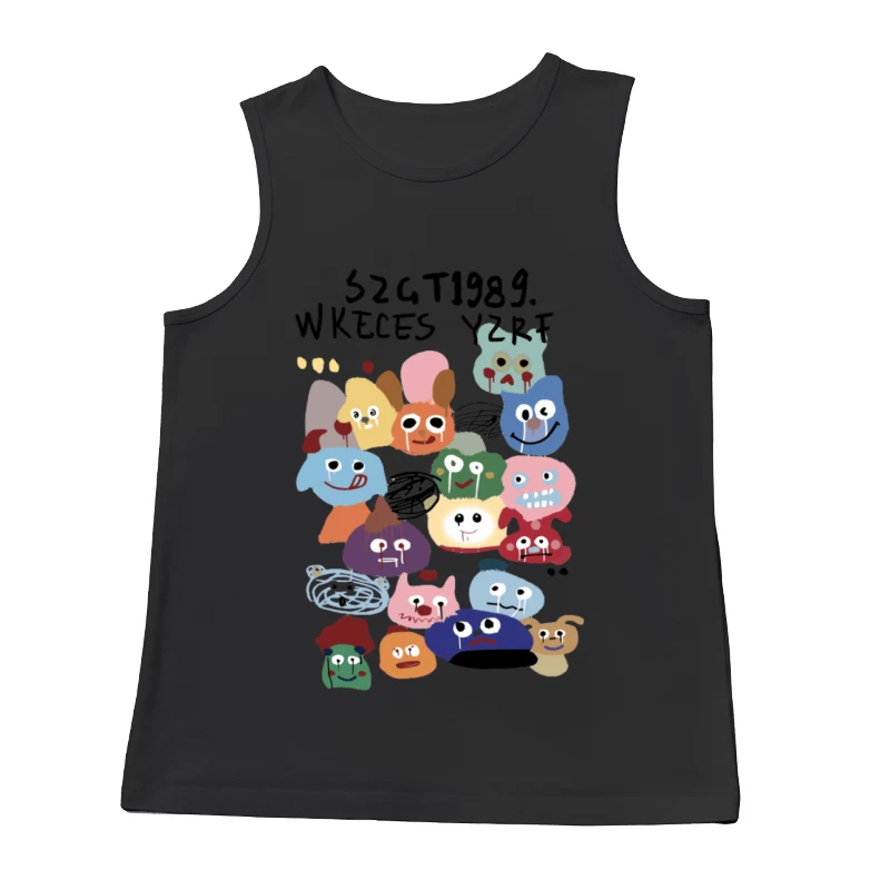 Bunte Monster Gesichter Illustration Herren Tanktops