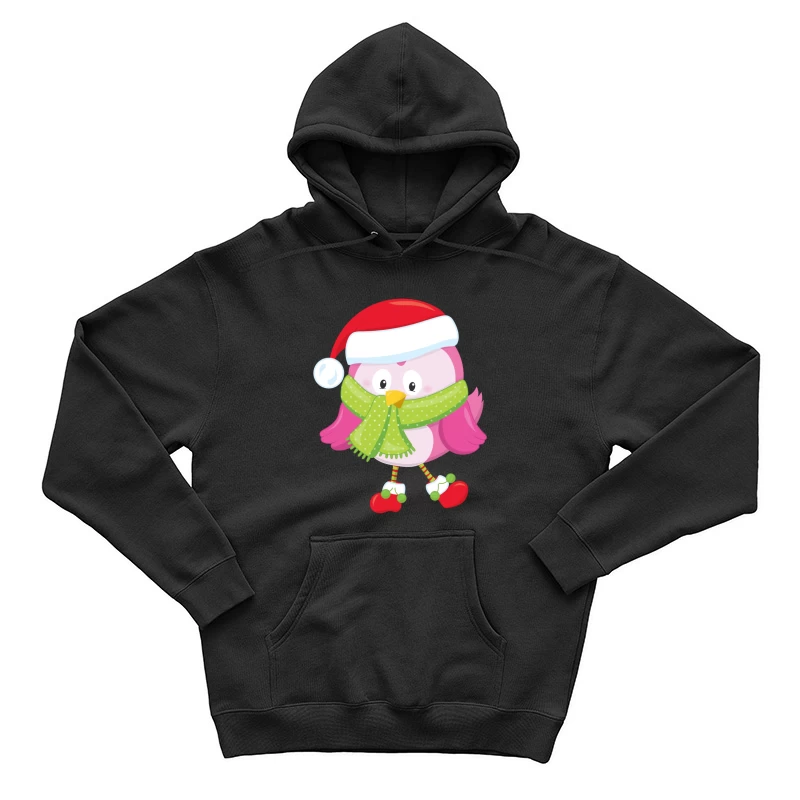 Chouette de Noël rose avec écharpe verte Homme Sweat à capuche