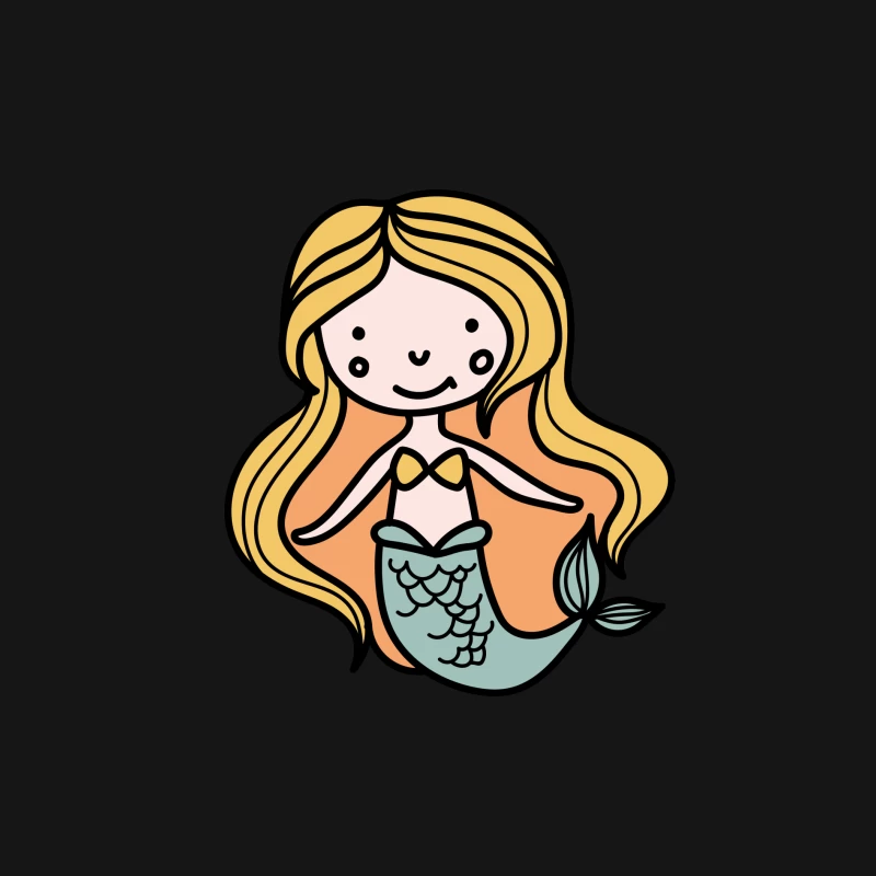 Sirène mignonne en dessin animé Homme Manches Longues T-Shirt