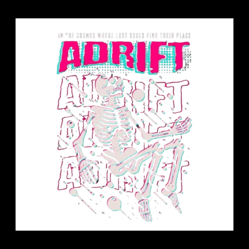 Adrift Skeletal Typography Design in Retro Punk Style Throw Pillow