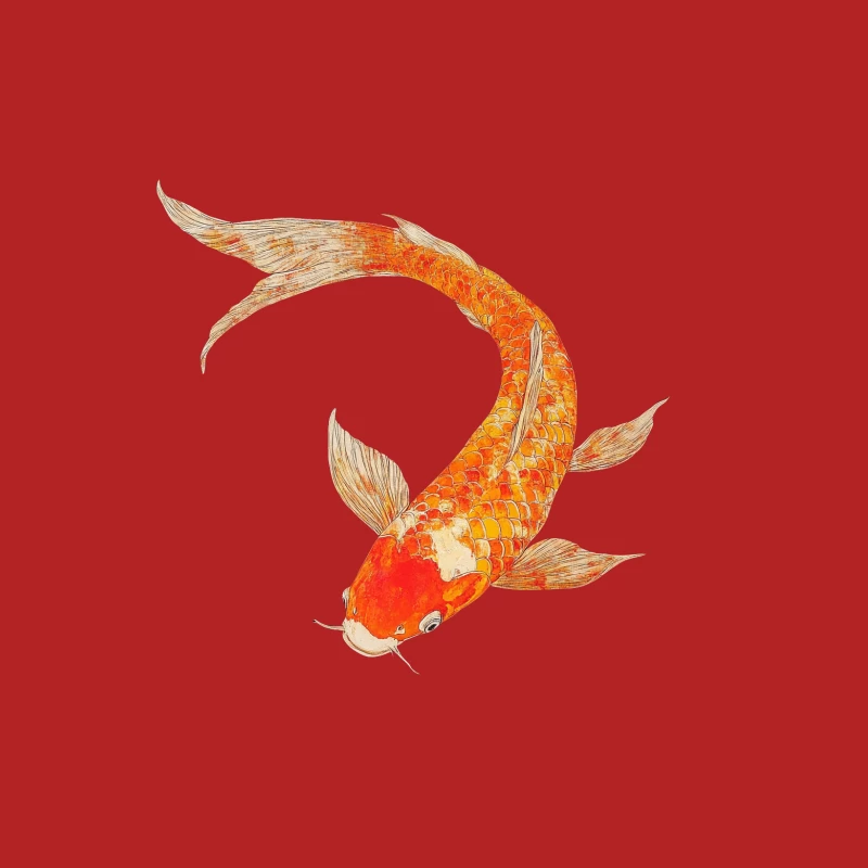 Vibrant Watercolor Illustration of an Orange Koi Fish Male T-Shirt