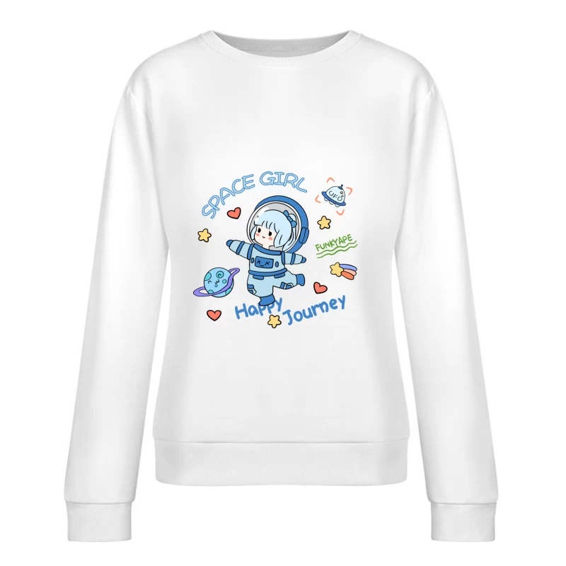 Fröhliche Reise mit dem Weltraummädchen Damen Pullover Sweatshirt