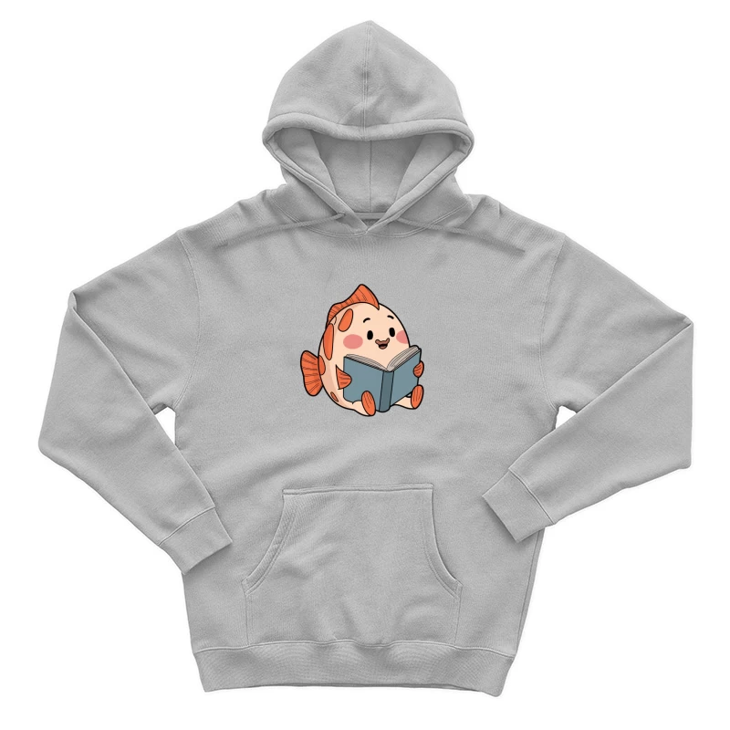 Cute Cartoon Fish Reading Book Male Pullover Hoodie