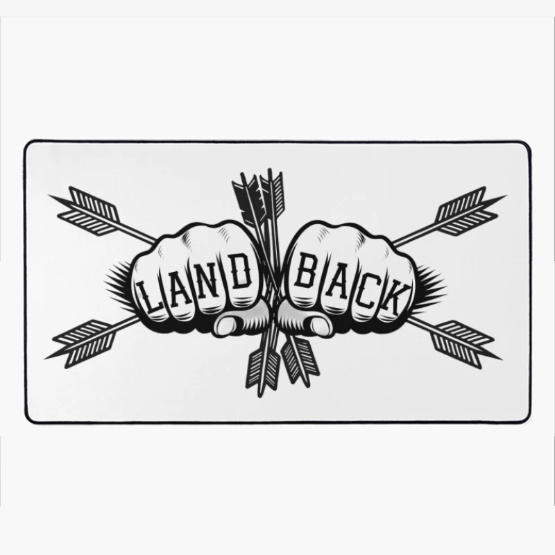 Land Back: Fist and Arrow Tattoo Design Desk Mat