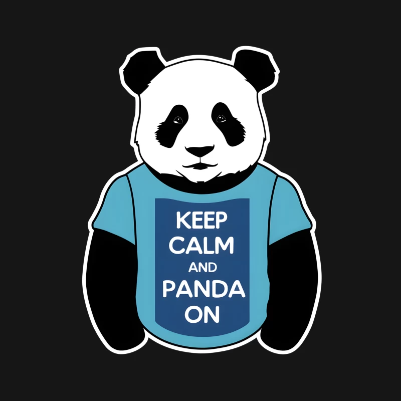 Cartoon Panda Wearing "Keep Calm and Panda On" T-shirt Female Long Sleeve T-Shirt