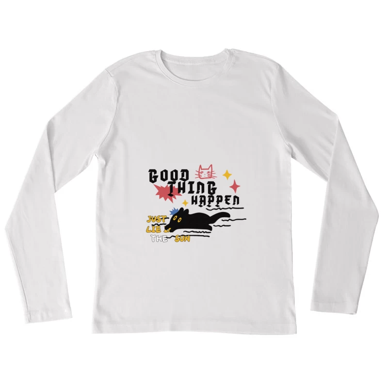 Gute Dinge geschehen, Sonnenkatzendesign Damen Langarm T-Shirt