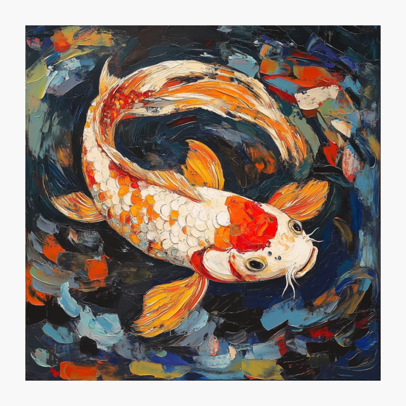 Vibrant Abstract Koi Fish Painting in Japanese Art Style Pin
