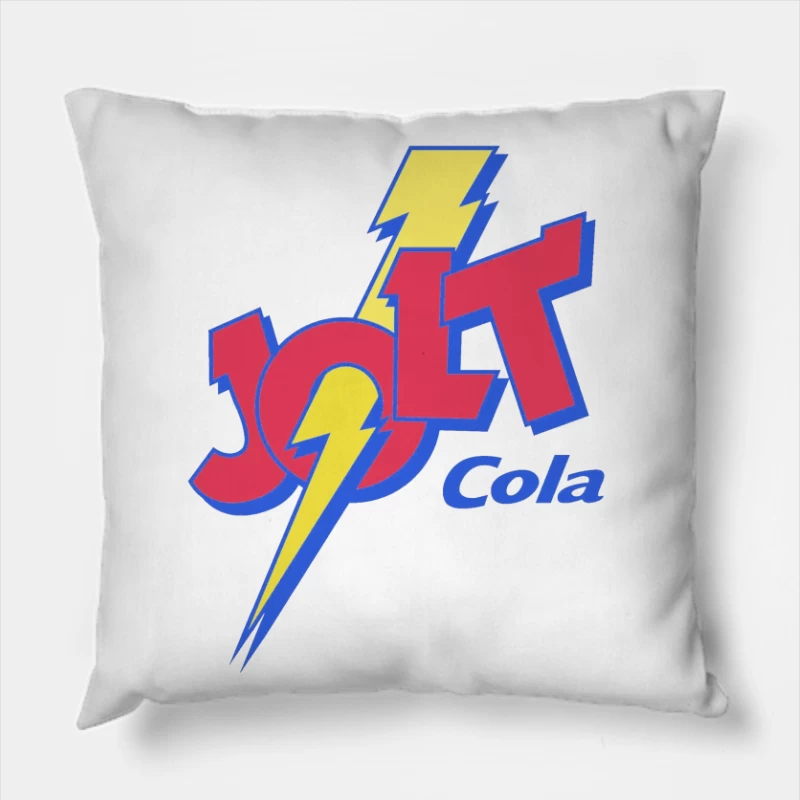 Retro Jolt Cola Energy Drink Logo with Lightning Bolt Design Throw Pillow