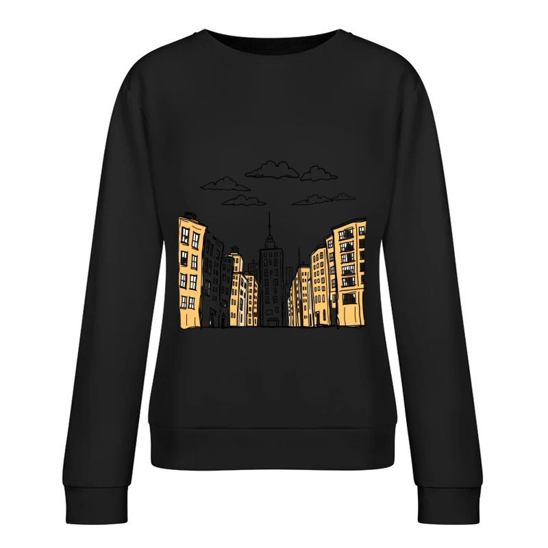 Cityscape Illustration Female Pullover Sweatshirt