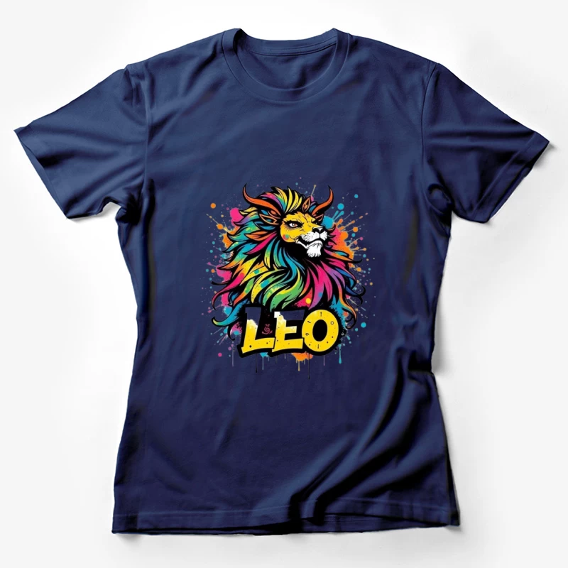 Colorful Leo Zodiac Lion Art Female T-Shirt