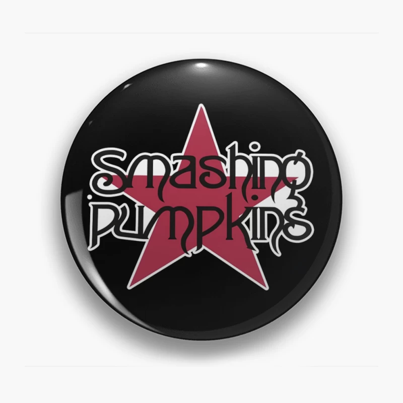 Smashing Pumpkins Alternative Rock Band Logo with Red Star Pin