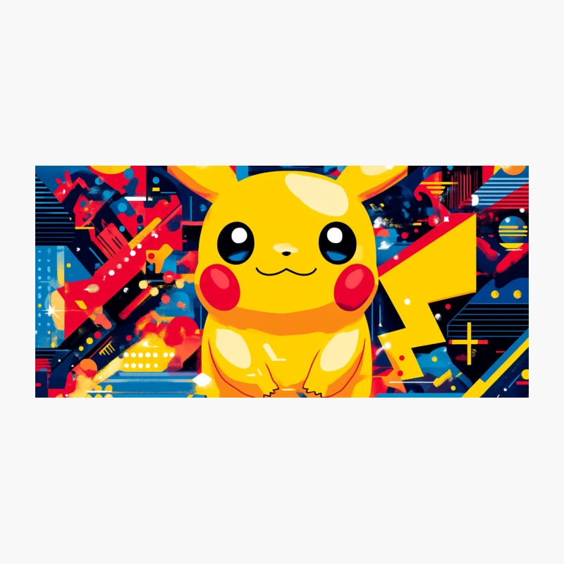 Vibrant Pikachu: Pokemon Icon in Abstract Geometric World Coffee Mug
