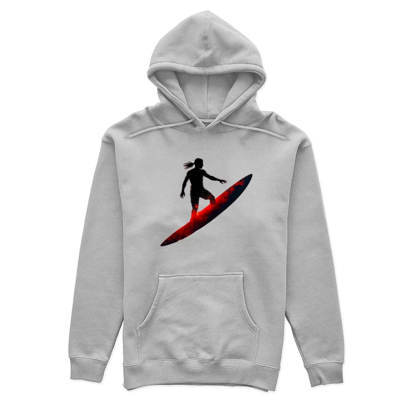 Dramatic Red Surfing Silhouette Art Female Pullover Hoodie