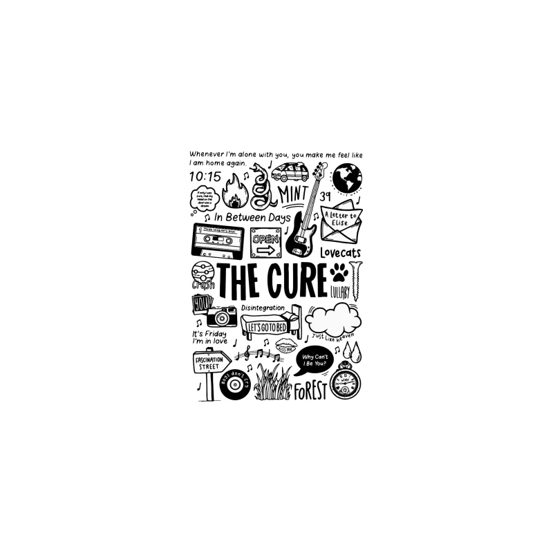 The Cure Band Fan Art Doodle Collection Desk Mat