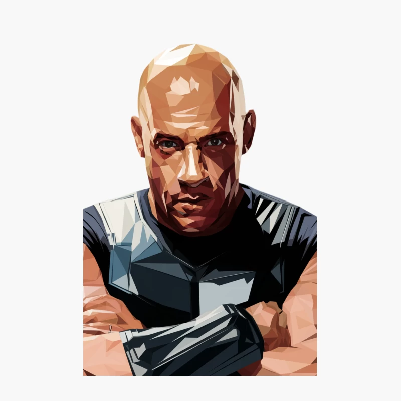 Geometric Portrait of Muscular Bald Man in Athletic Wear Cotton Tote Bag