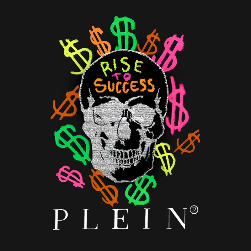 Colorful Skull Money Motivation Art: Rise to Success Male T-Shirt