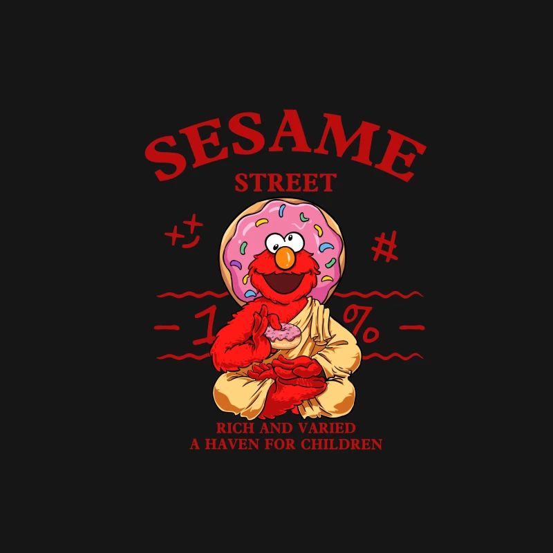 Elmo mit Donut-Mönch-Stil auf der Sesamstraße Herren T-Shirt