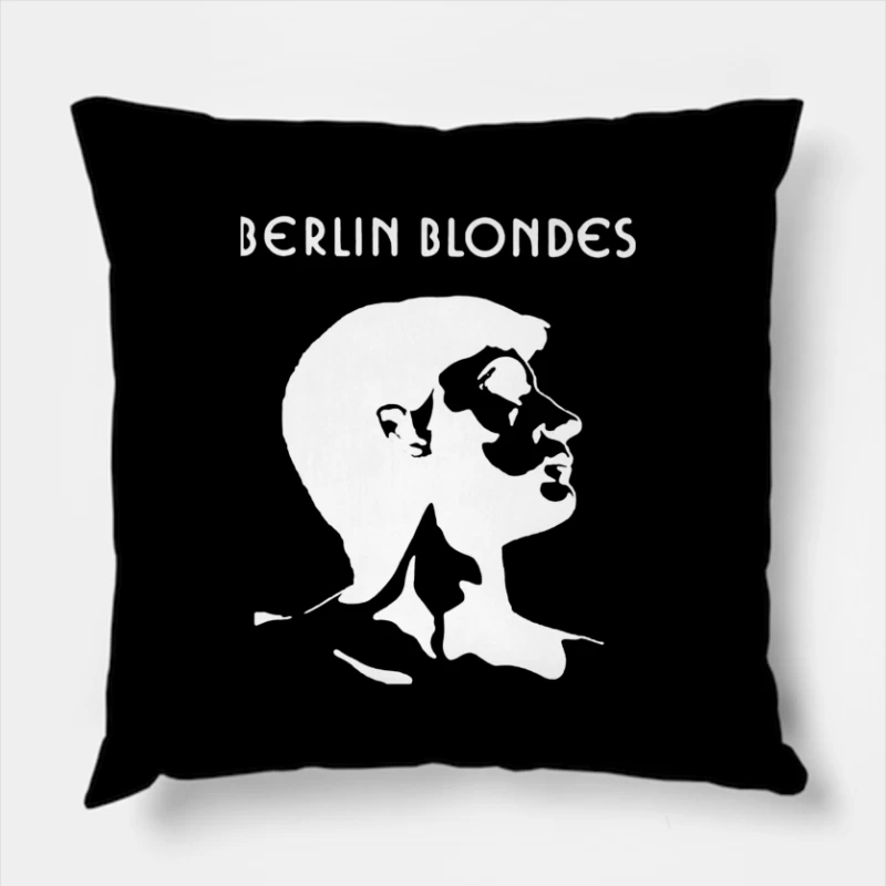 Minimalist Line Art Profile with Berlin Blondes Text Throw Pillow