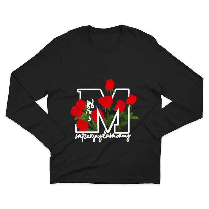 Rote Rosen auf Buchstaben-M Design Herren Langarm T-Shirt
