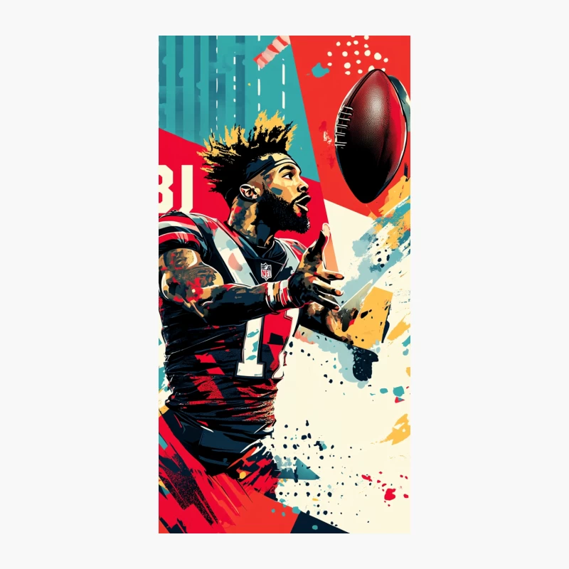 Dynamic NFL Football Player Illustration in Vibrant Colors iPhone Case