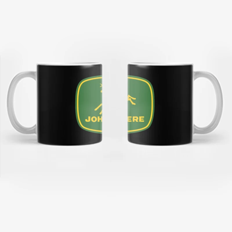 John Deere Classic Green and Yellow Logo with Leaping Deer Coffee Mug