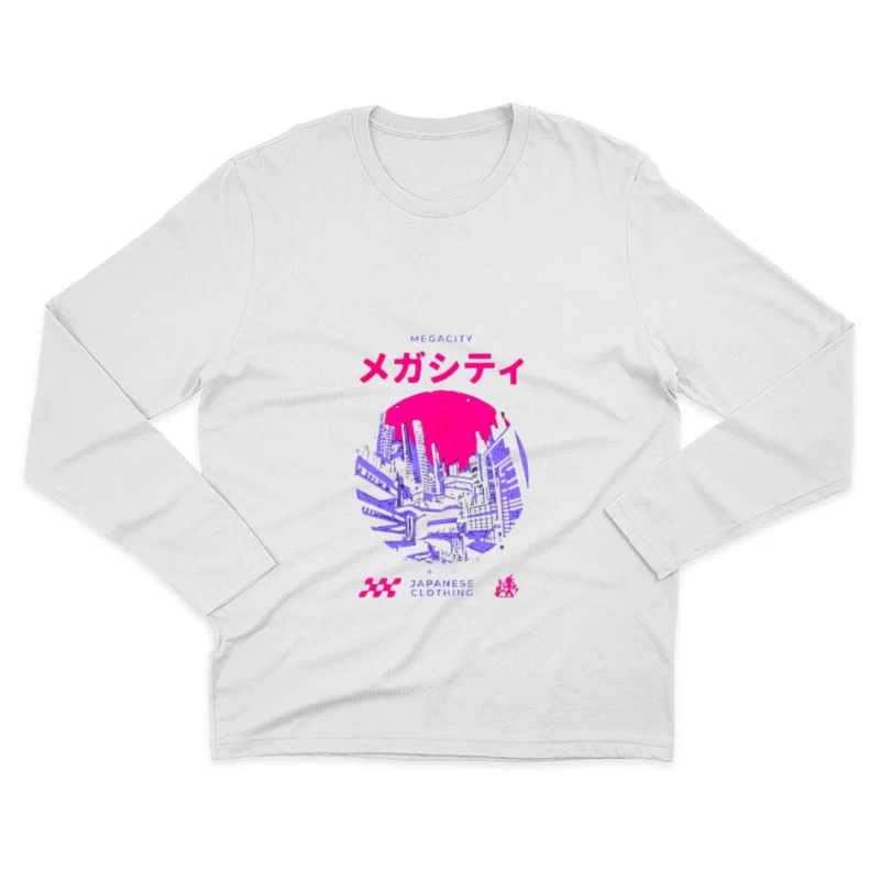 Megastadt Illustration im Retro-Stil Herren Langarm T-Shirt