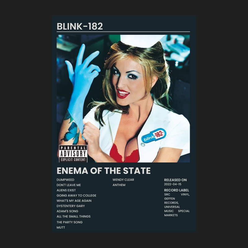 Provocative Blink-182 Album Cover with Nurse and Track List Male Tank Top