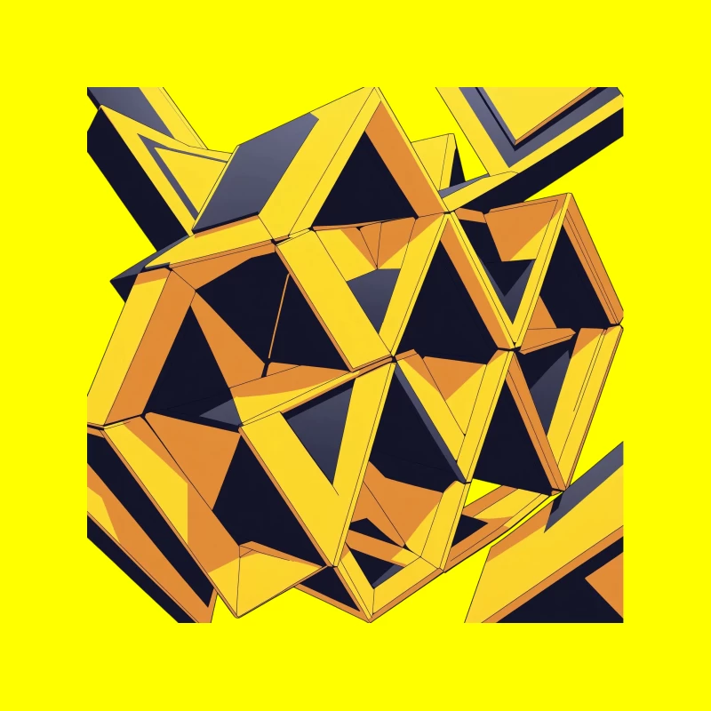 Abstract Geometric Shapes in Yellow and Black Tapestry
