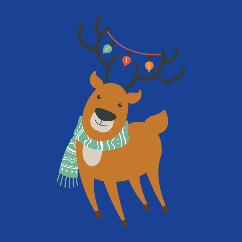 Renne de Noël avec guirlande et écharpe Femme T-Shirt