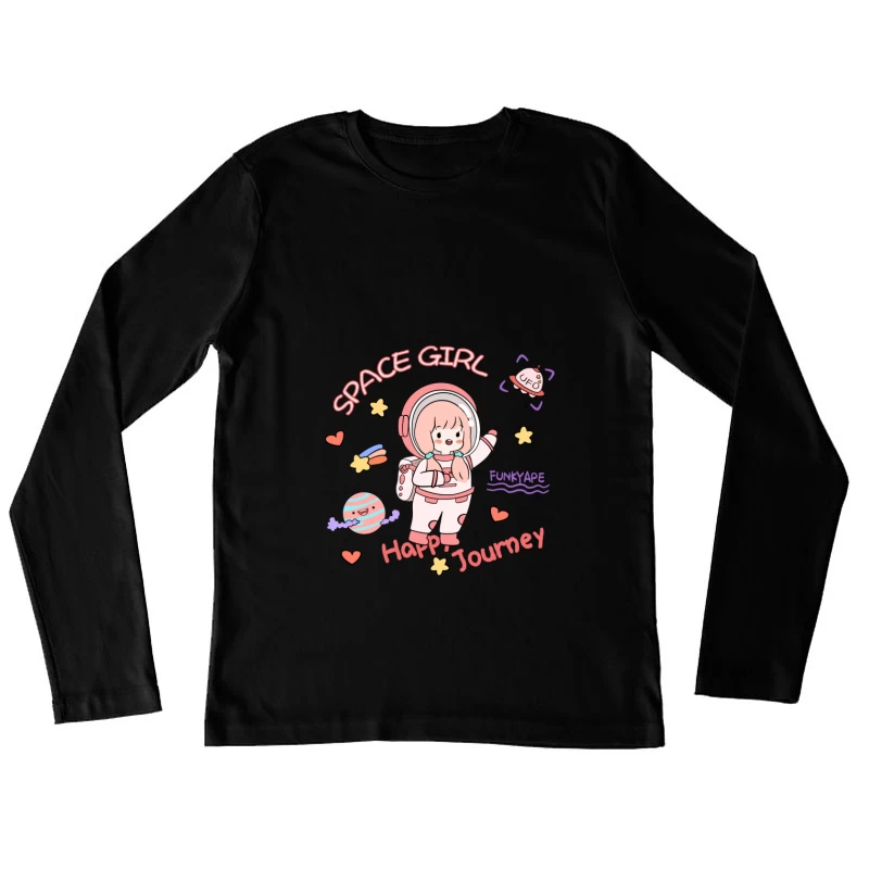 Raumfahrt-Mädchen auf Abenteuerreise Damen Langarm T-Shirt