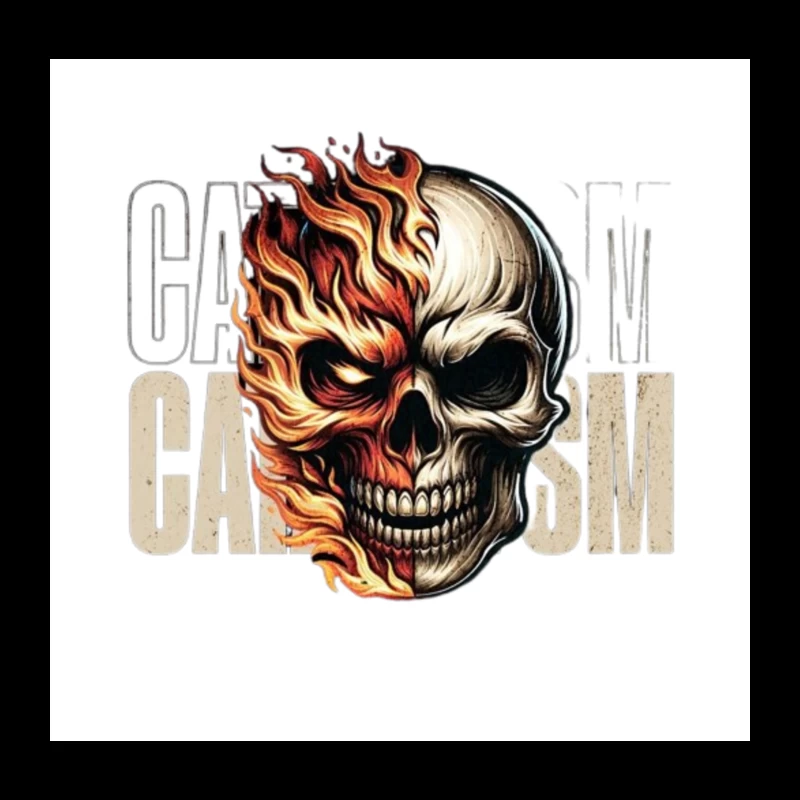 Burning Skull Gothic Flame Design Throw Pillow