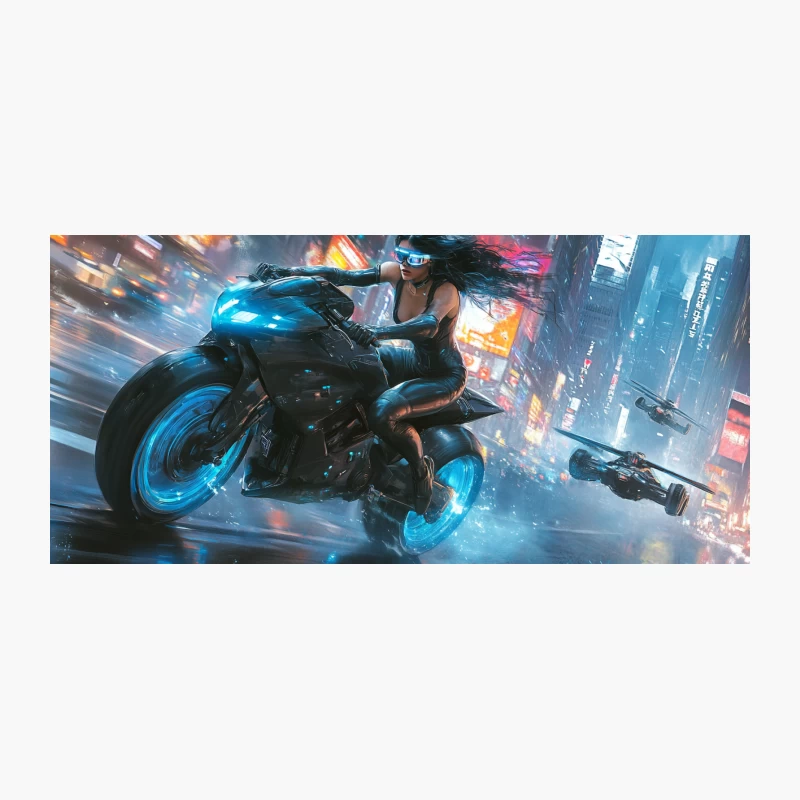 High-Speed Chase in Neon-Lit Cyberpunk Metropolis Coffee Mug