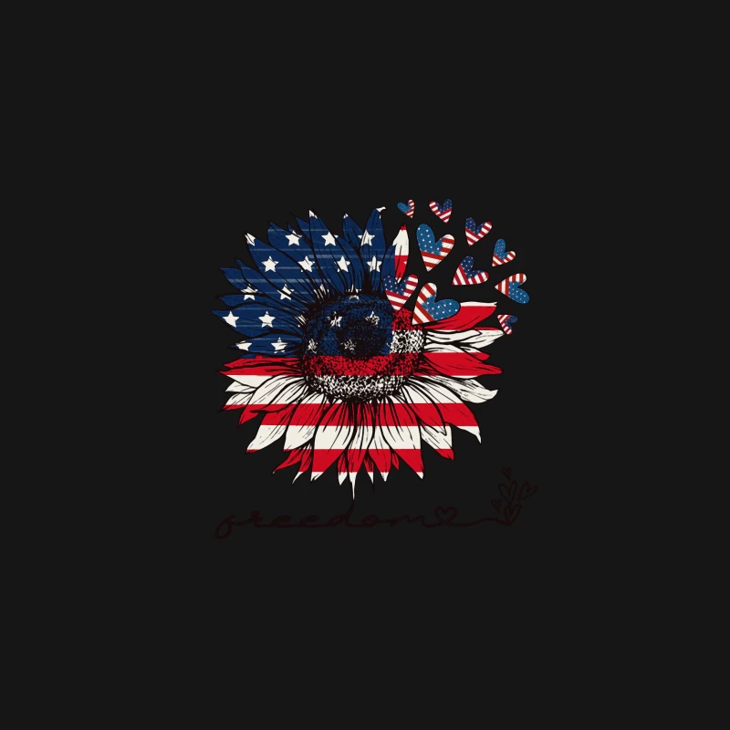 Freiheit Sonnenblume mit amerikanischer Flagge Herren Langarm T-Shirt