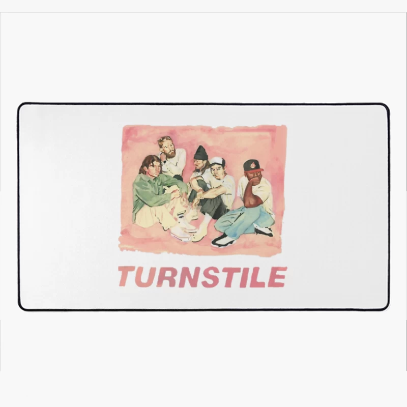 Watercolor Portrait of Hip Hop Group "Turnstile" Desk Mat