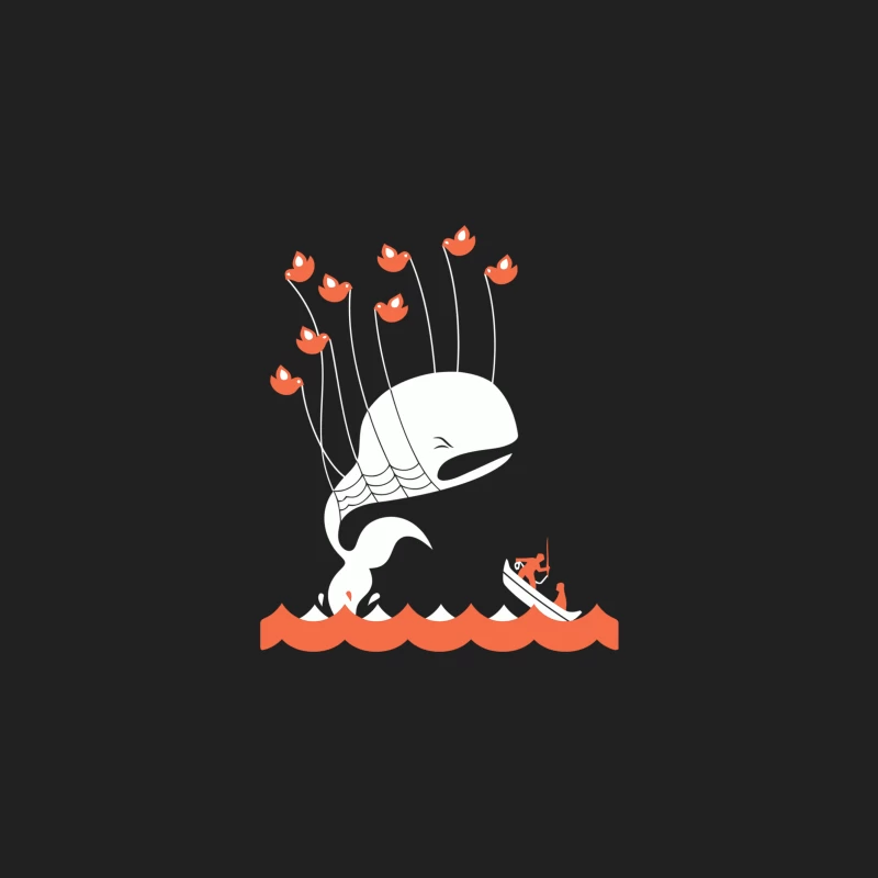 Minimalist Orange Birds Flying Over Ocean Waves Bucket Hat