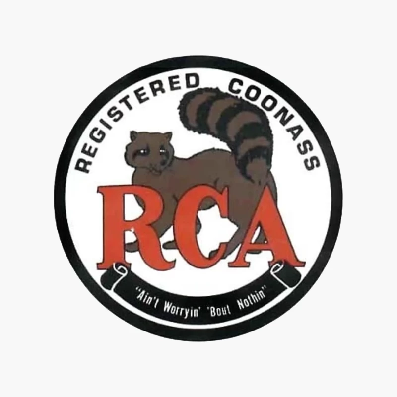 Registered Coonass RCA Logo with Raccoon Mascot and Humorous Slogan Cotton Tote Bag