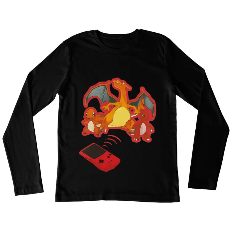 Charmander Entwicklung mit Pokédex Damen Langarm T-Shirt