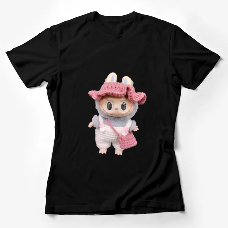 Niedliche Puppe im Hasenkostüm mit gestrickter Mütze Damen T-Shirt