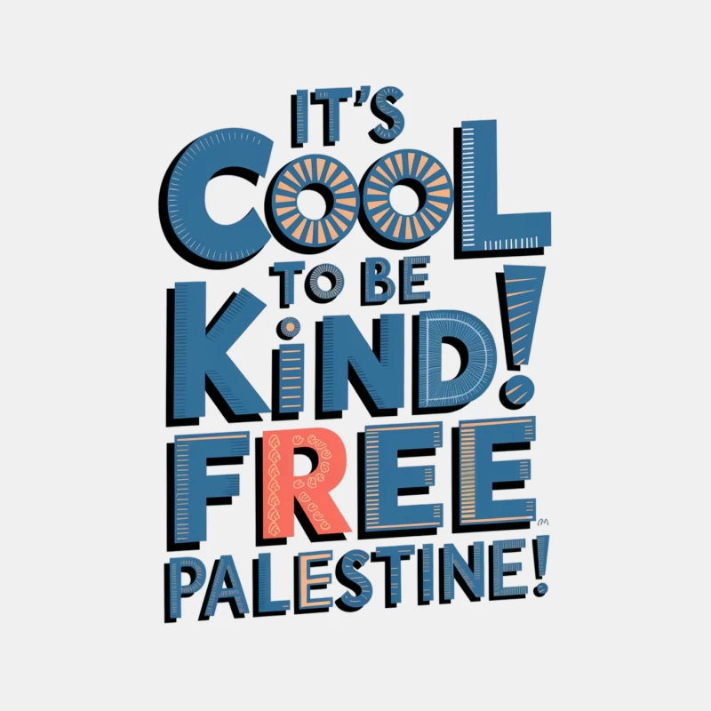 Stylized Typography Promoting Palestinian Freedom and Kindness Male Tank Top