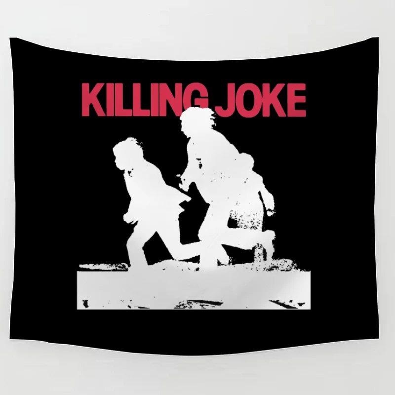 Killing Joke Post-Punk Album Cover with White Silhouettes Tapestry