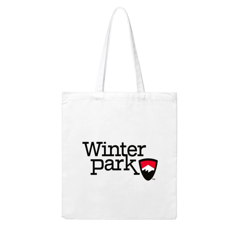 Winter Park Resort Logo with Mountain Shield Design Cotton Tote Bag