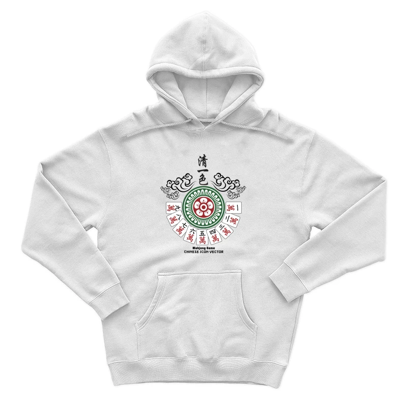 Mahjong-Kunstwerk mit Blumen- und Zahlensteine Herren Pullover Hoodie